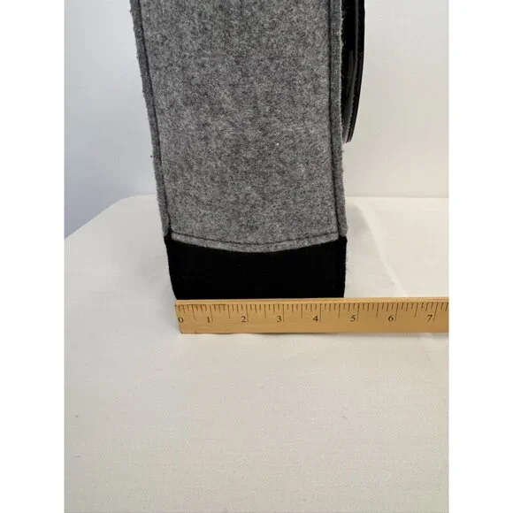 NWOT Kate Spade Black & Gray Wool Blend Tote Bag Gold Button Polka Dot Interior